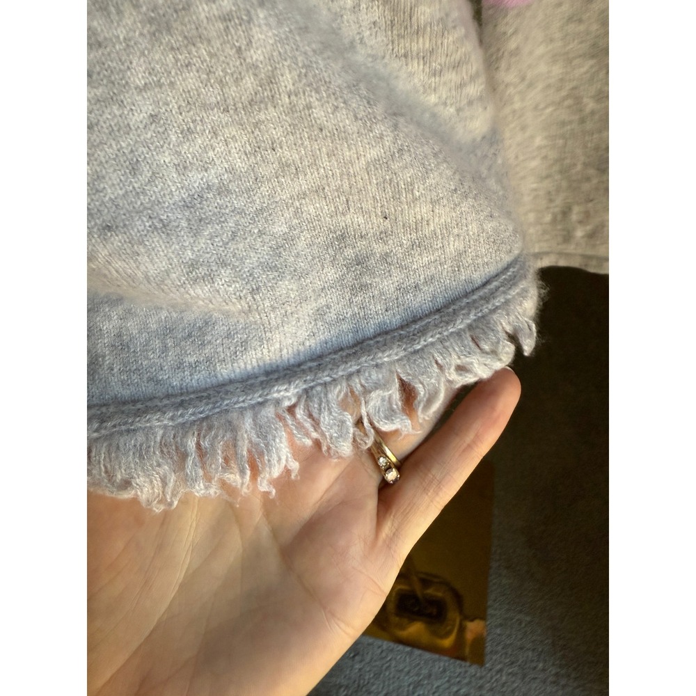 Lilly Pulitzer Rica Pink Grey Cashmere Colorblock Fringe Hem Sweater Small Lilac - Picture 4 of 8